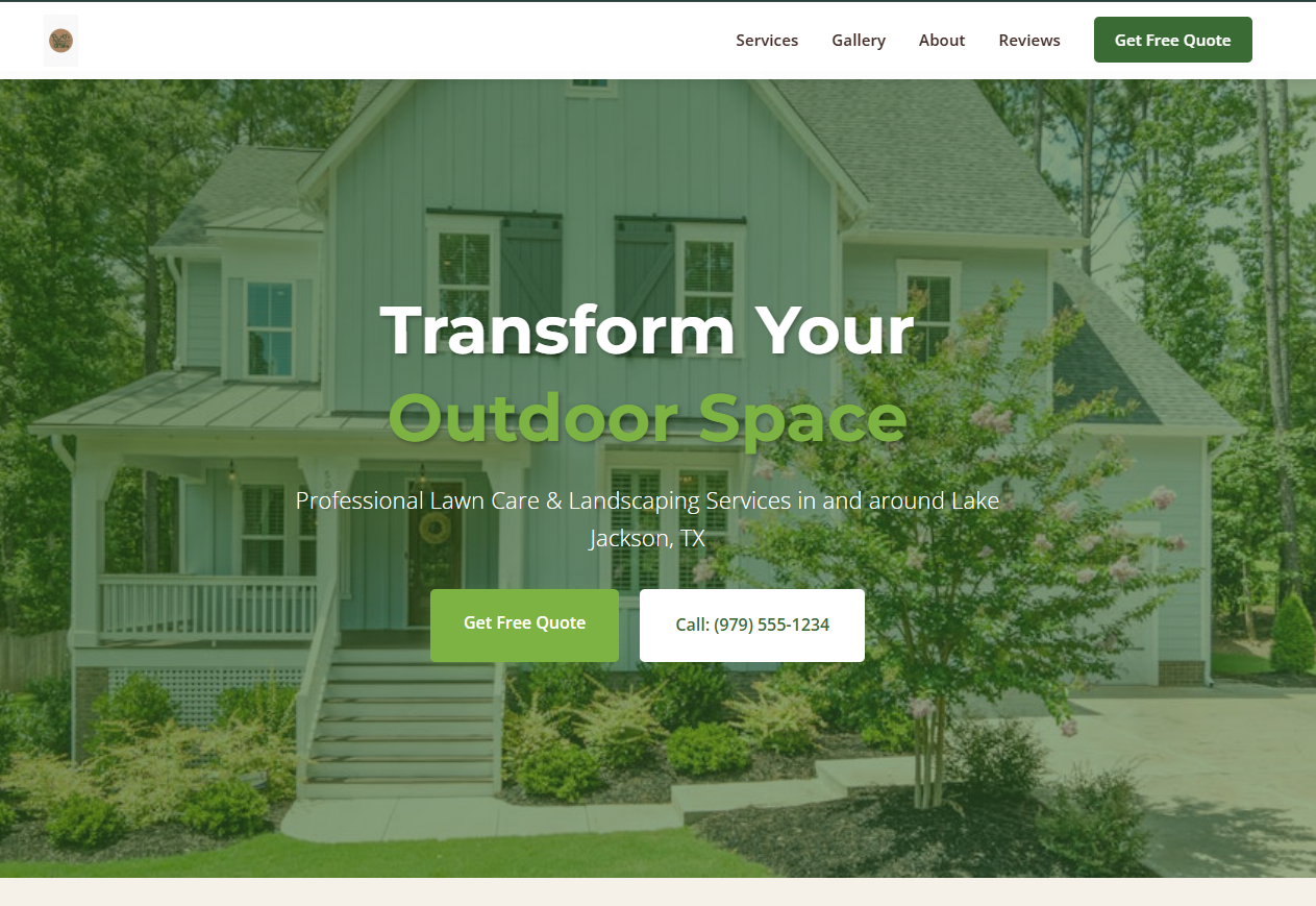 AJ's Lawn Care landscaping website — built by Eagle Digital