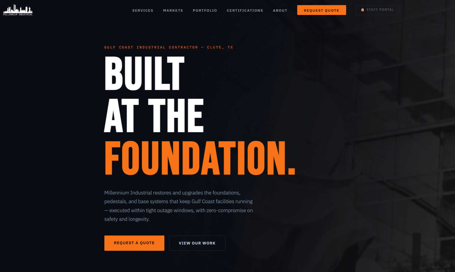 Millennium Industrial Corp website — B2B industrial contractor site built by Eagle Digital
